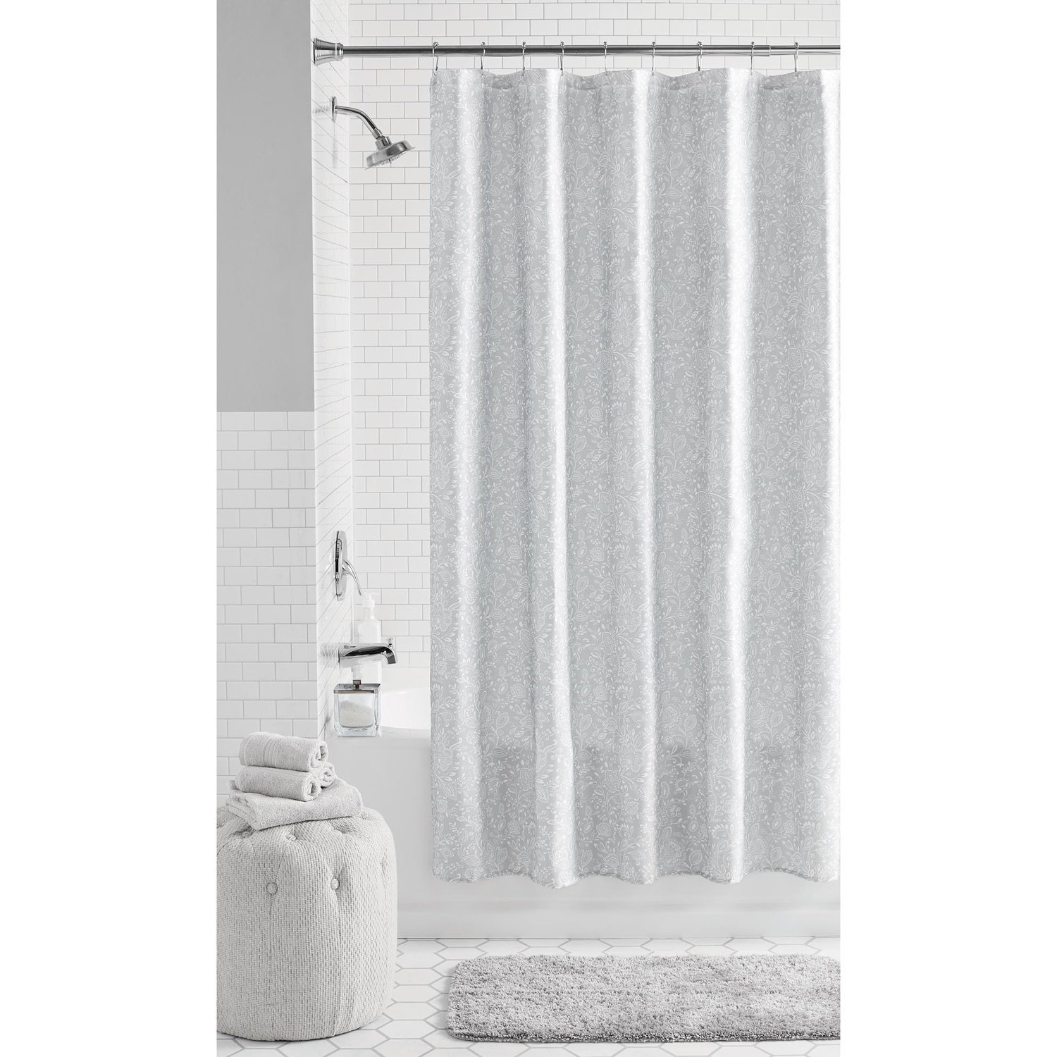 72" x 72" Mainstays Jacobean Floral Polyester Shower Curtain (Grey) $5.90  + Free S&H w/ Walmart+ or $35+