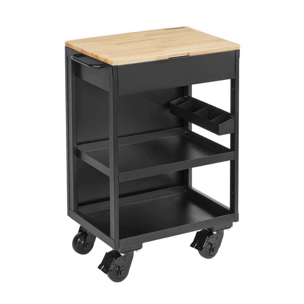 Husky Heavy Duty Welded Utility Cart with Wooden Top (Black) $199 + Free Shipping