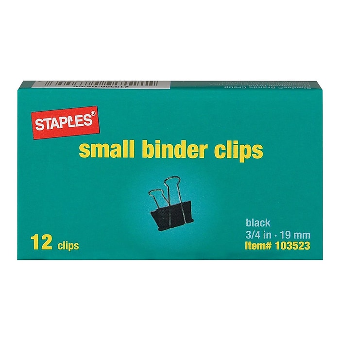 12-Pack Staples Small Binder Clips (Black) $0.40 + Free Shipping