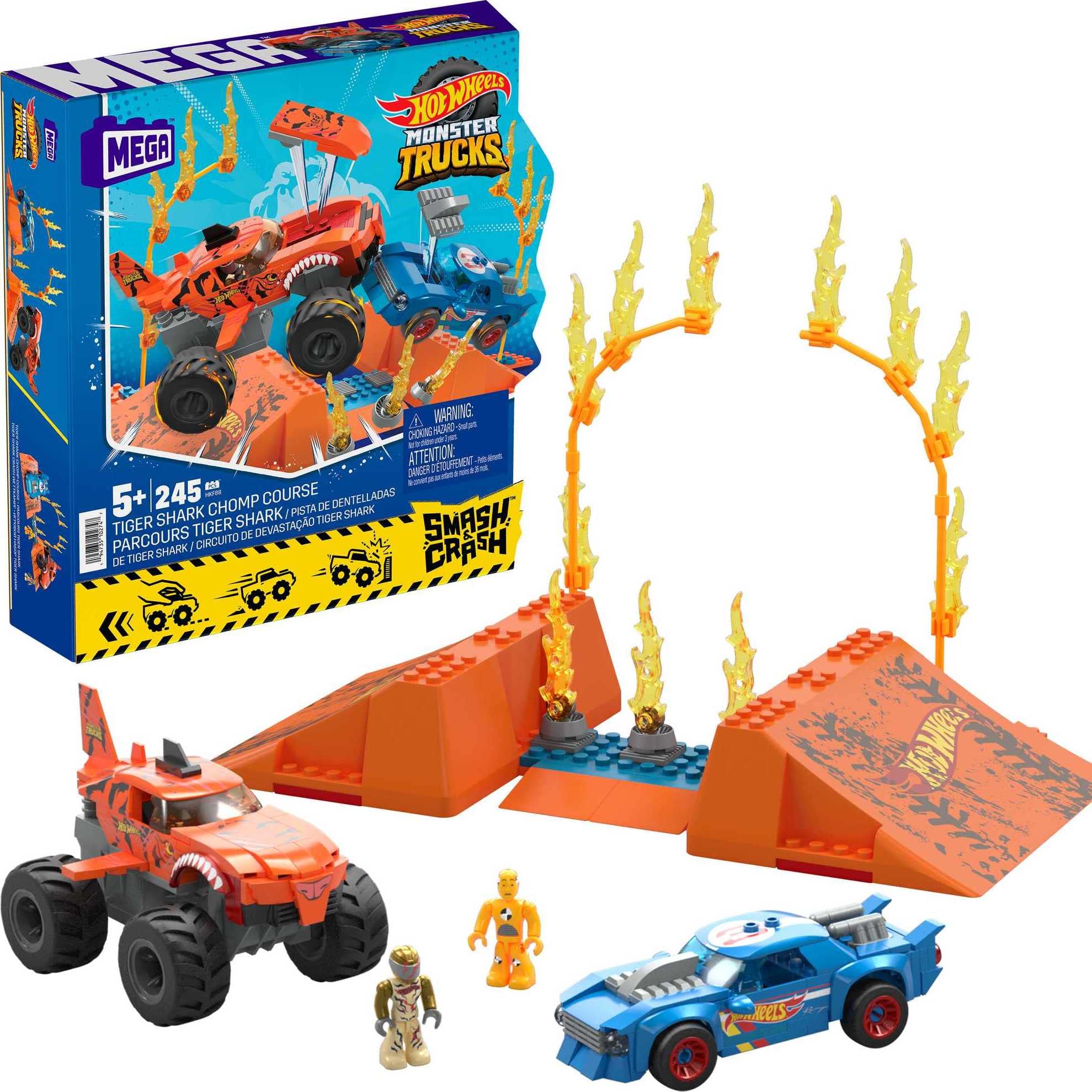 245-Piece MEGA Hot Wheels Monster Trucks Smash & Crash Tiger Shark Chomp Course $12.50 + Free Shipping w/ Prime or on $35+