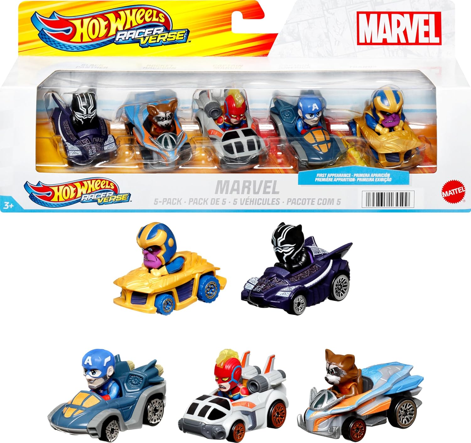 Hot Wheels 5-Pk Marvel RacerVerse Die-Cast 1:64 Scale Toy Cars w/ Character Drivers $11 & More + Free S&H w/ Prime or $35+