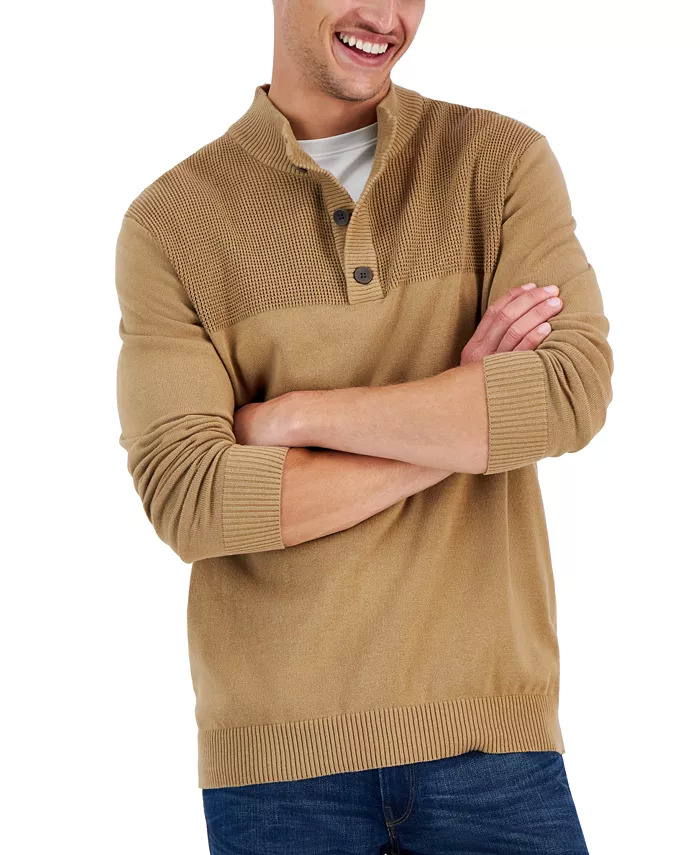 Club Room Men's Button Mock Neck Sweater (9 Colors) $16.15 + Free Store Pickup at Macy's or Free Shipping on $25+