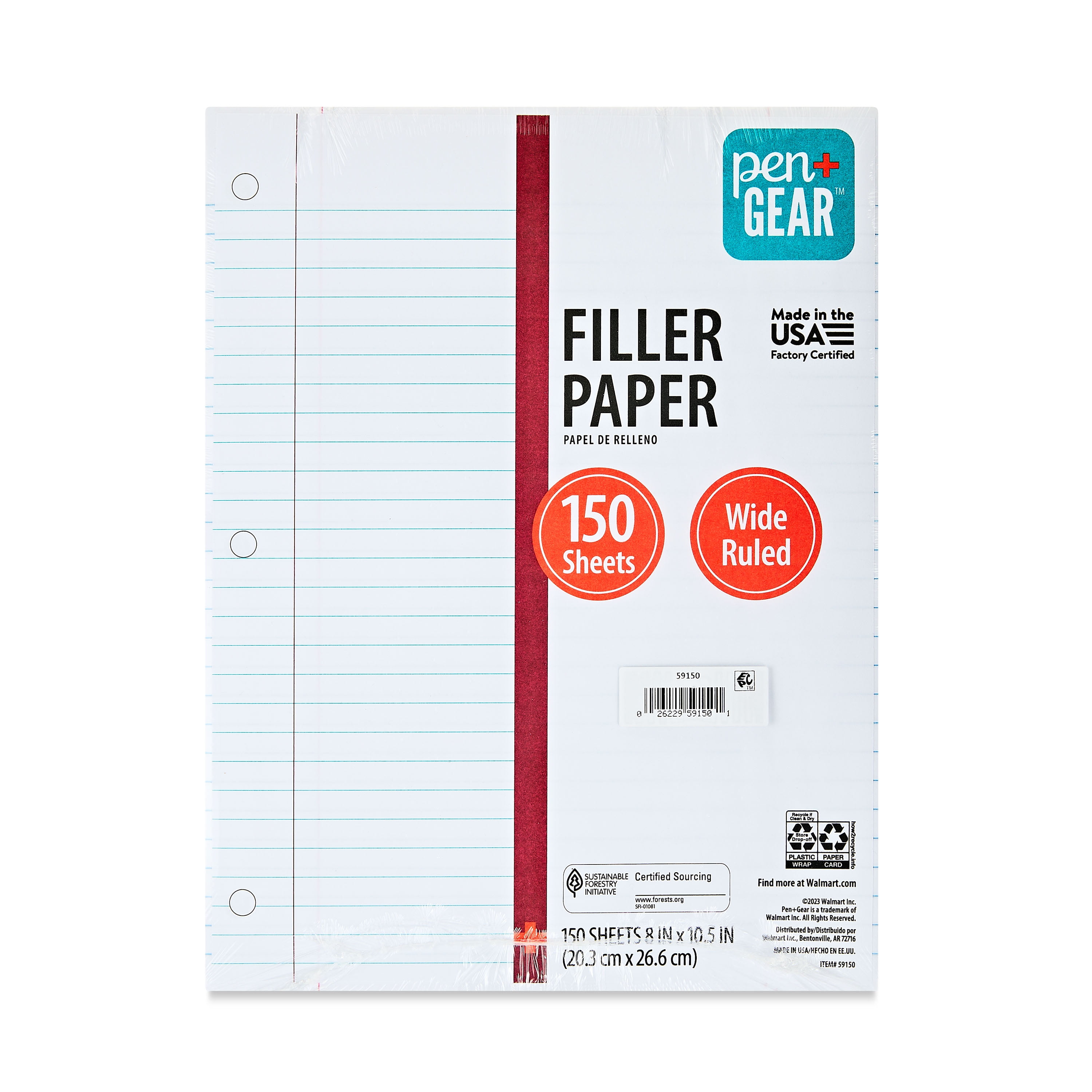 150-Sheet Pen+Gear Filler Paper (Wide Ruled, 10.5" x 8") $0.85  + Free S&H w/ Walmart+ or $35+