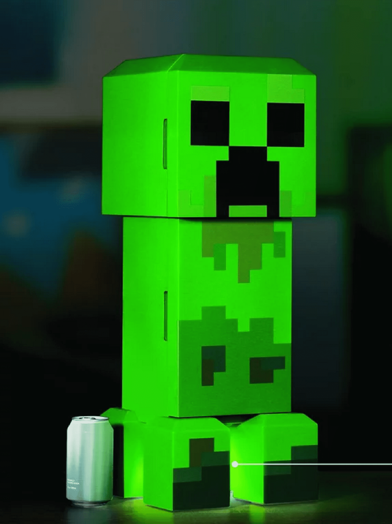 25" 12-Can Minecraft Green Creeper Body Mini Fridge w/ 2 Door Ambient Lighting $38+ Free Shipping