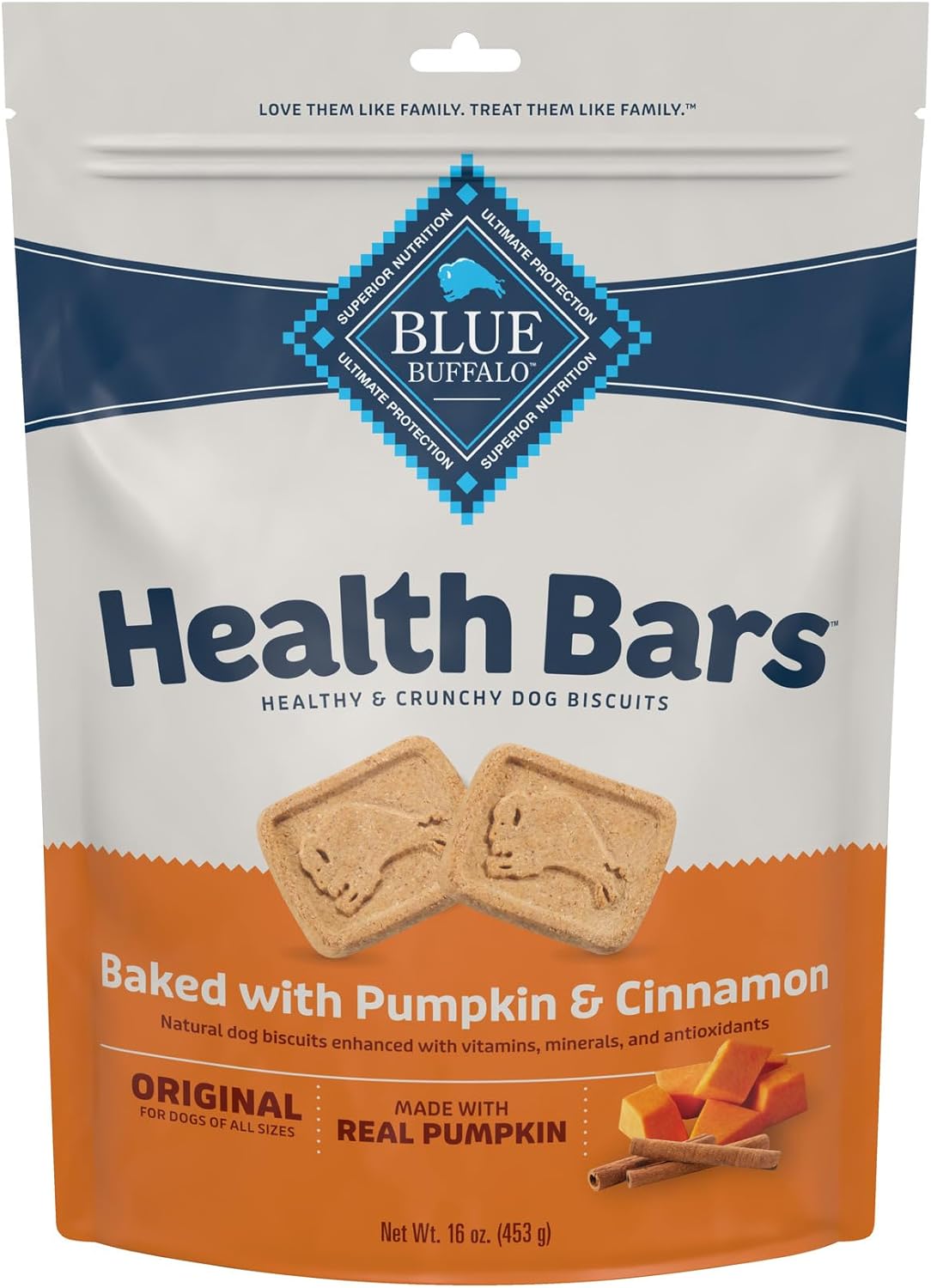 16-Oz Blue Buffalo Health Bars Crunchy Dog Treats Biscuits (Various Flavors) $3.30 w/ S&S + Free S&H w/ Prime or $35+