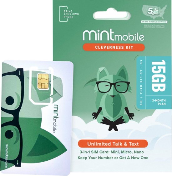 Mint Mobile 15GB/mo Phone Plan - 3 Months of Wireless Service (Unlimited Talk & Text) $36 + Free Shipping