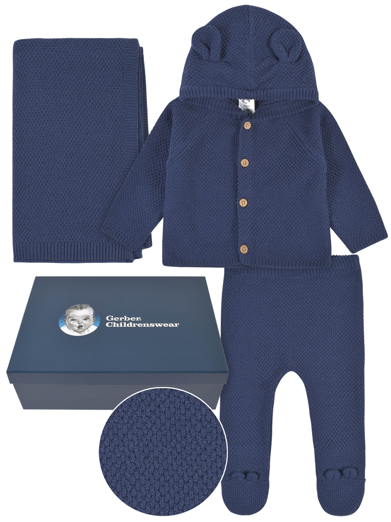 3-Piece Gerber Baby Gift Set: Hooded Sweater, Pants & Blanket + Gift Box (Blue) $14.70 + Free S&H w/ Walmart+ or $35+
