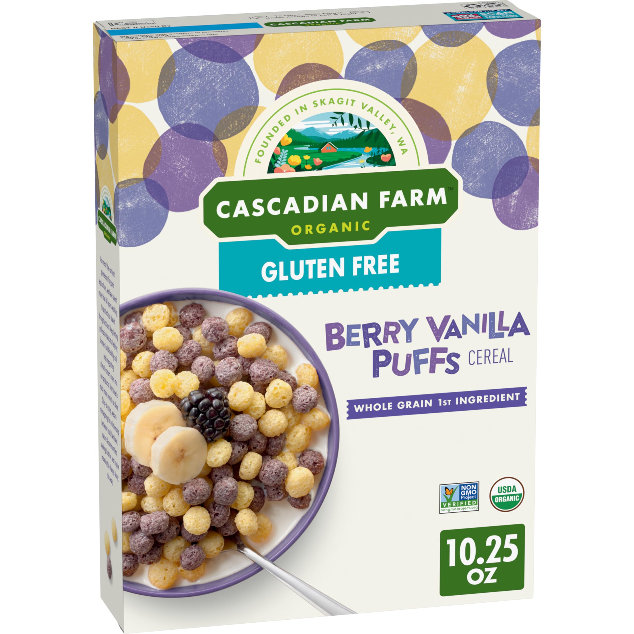 10.25-Oz Cascadian Farm Organic Berry Vanilla Puffs Cereal (Gluten Free) $3.20 w/ S&S + Free Shipping w/ Prime or on $35+