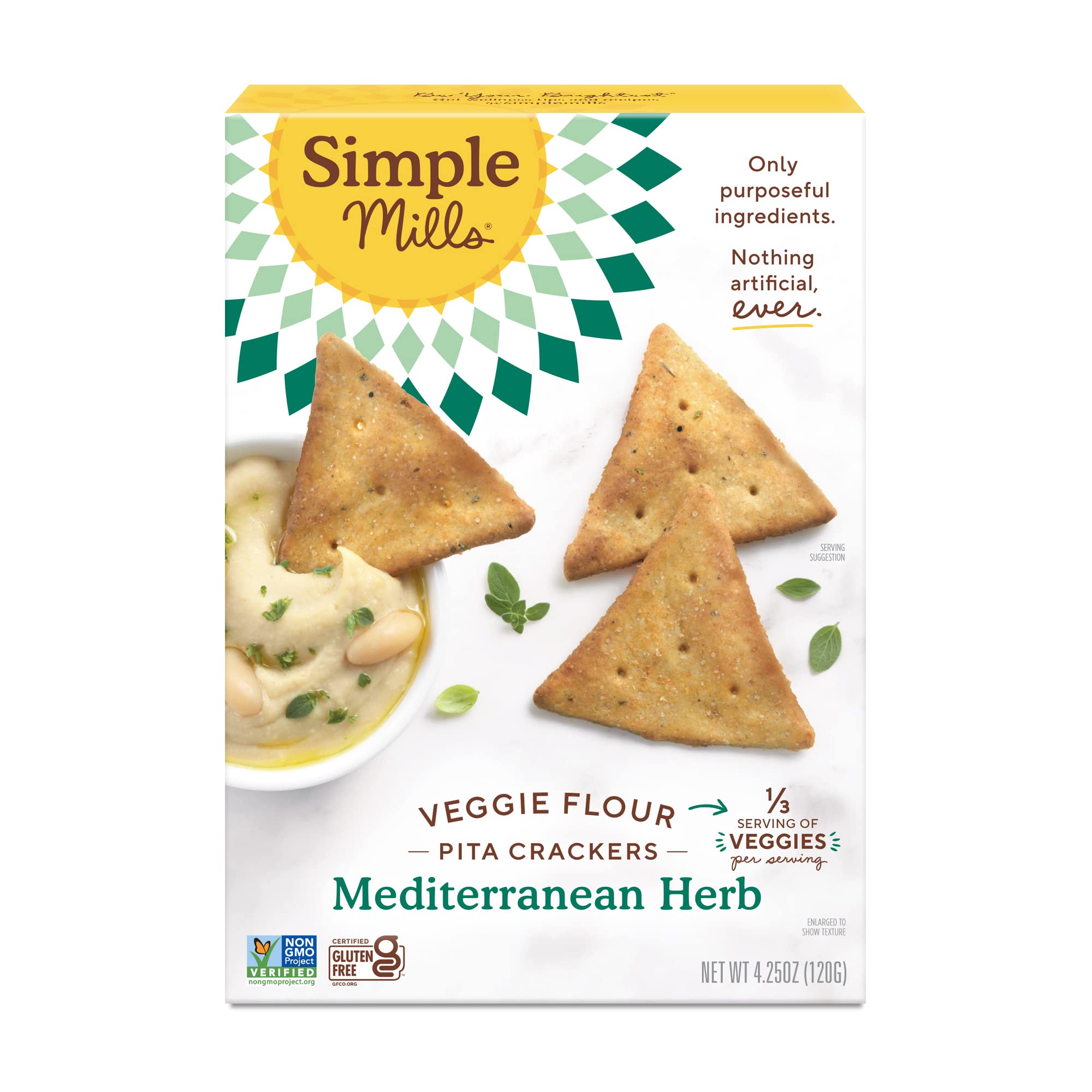4.25-Oz Simple Mills Gluten Free Vegan Veggie Pita Crackers (Mediterranean Herb) $2.25 w/ S&S + Free Shipping w/ Prime or on $35+
