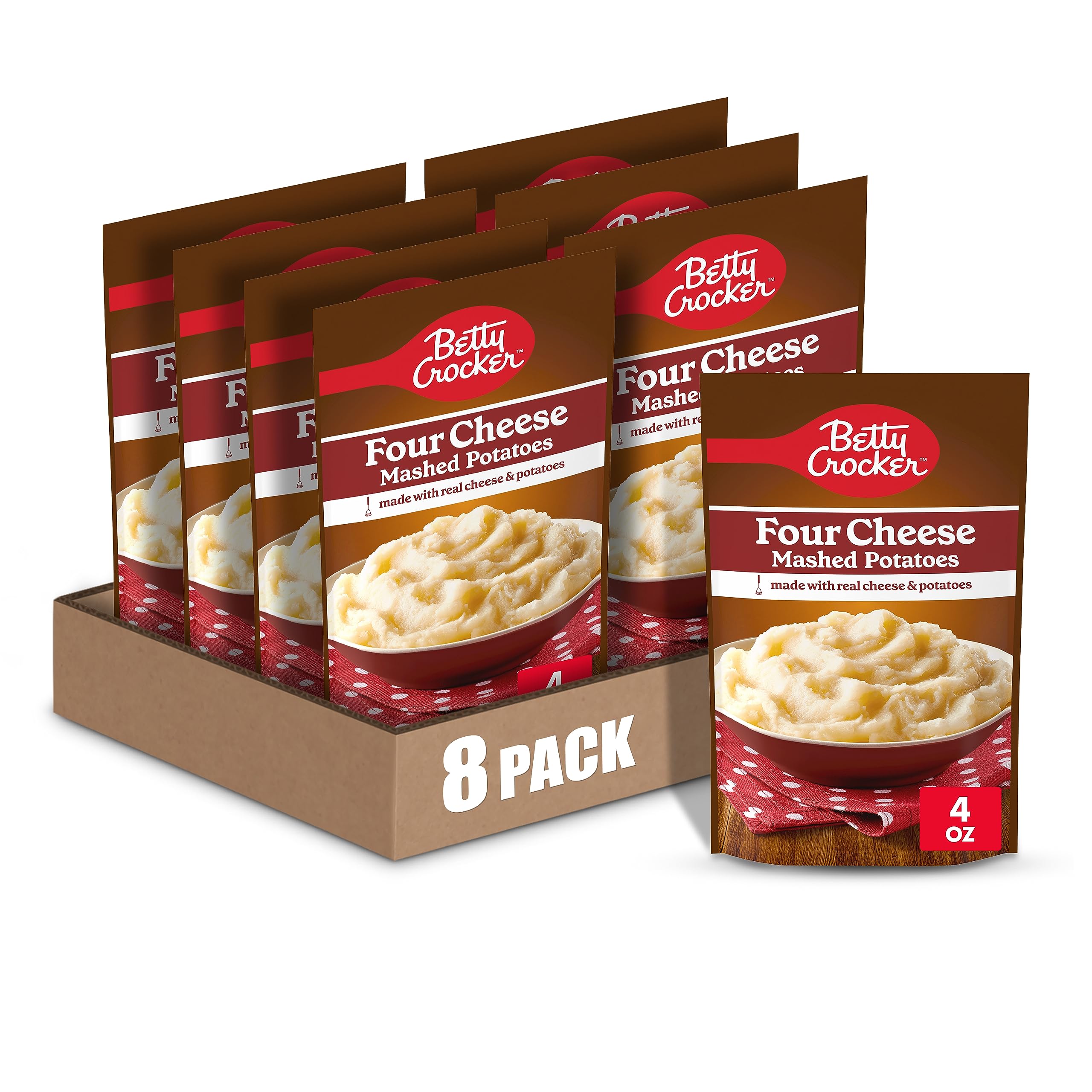 8-Pack 4-Oz Betty Crocker Four Cheese Mashed Potatoes $6.20 w/ S&S + Free S&H w/ Prime or $35+