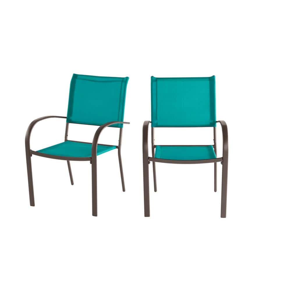 2-Pack Stationary Steel Split Back Sling Outdoor Patio Dining Chair Emerald Coast Green $23 + Free Shipping