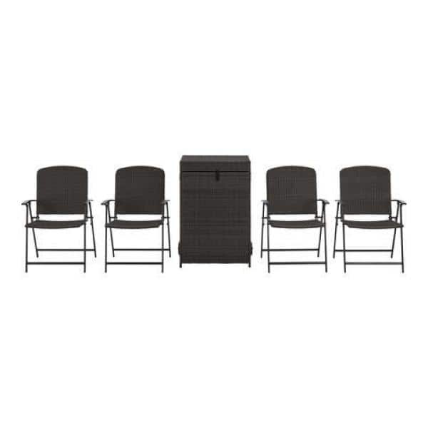 4-Pack Hampton Bay Woven Wicker Patio Chairs + Wicker Outdoor Storage Box on Wheels $97 + Free Shipping