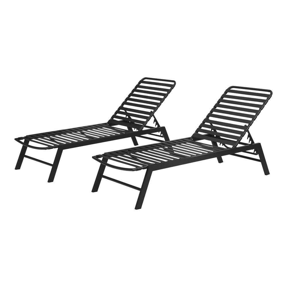 2-Pack Hampton Bay Adjustable Outdoor Strap Chaise Lounge with Aluminum Frame (Black) $75 at Home Depot w/ Free Store Pickup