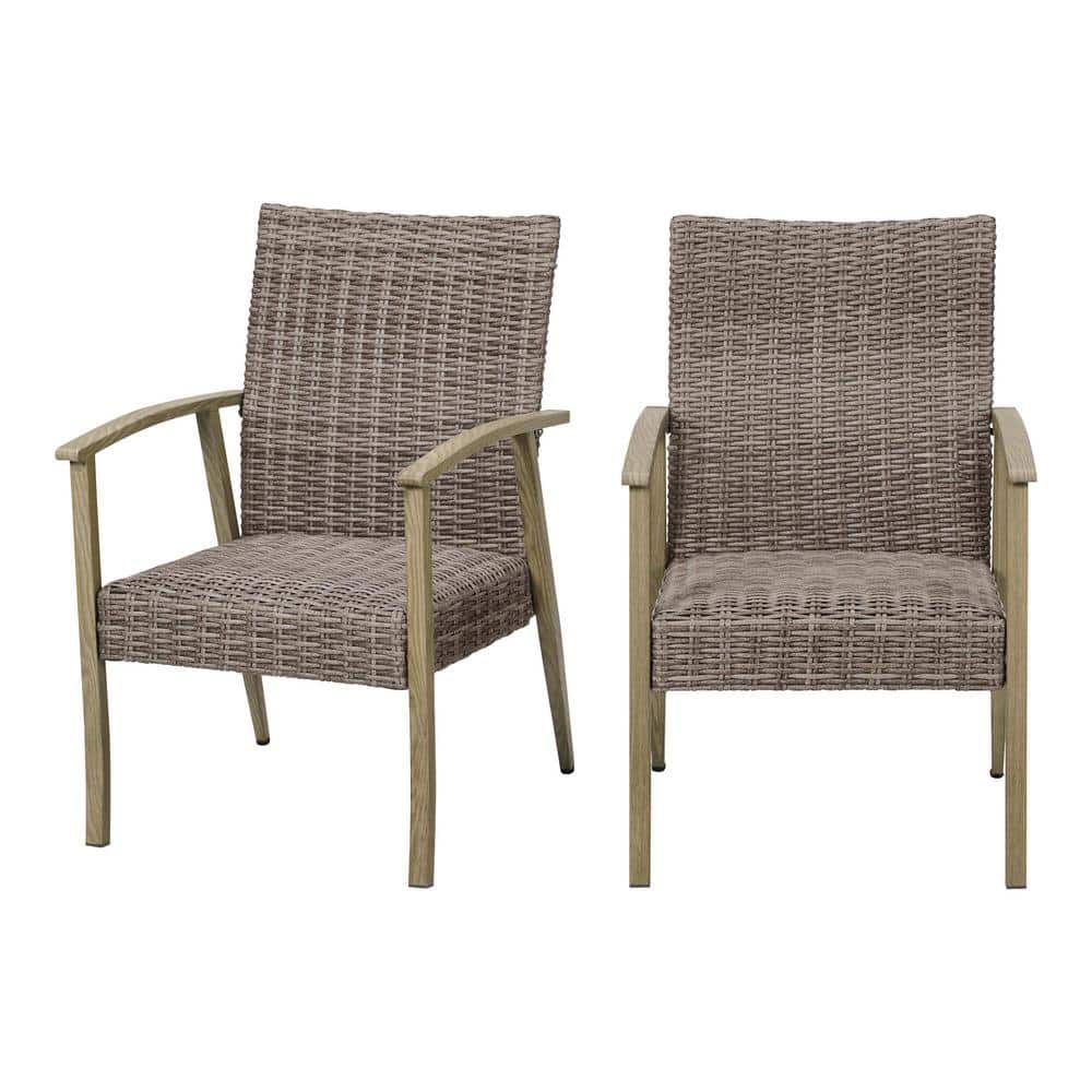 2-Pack Hampton Bay Stationary Padded Wicker Captain Outdoor Dining Chair $112.25 + Free Shipping