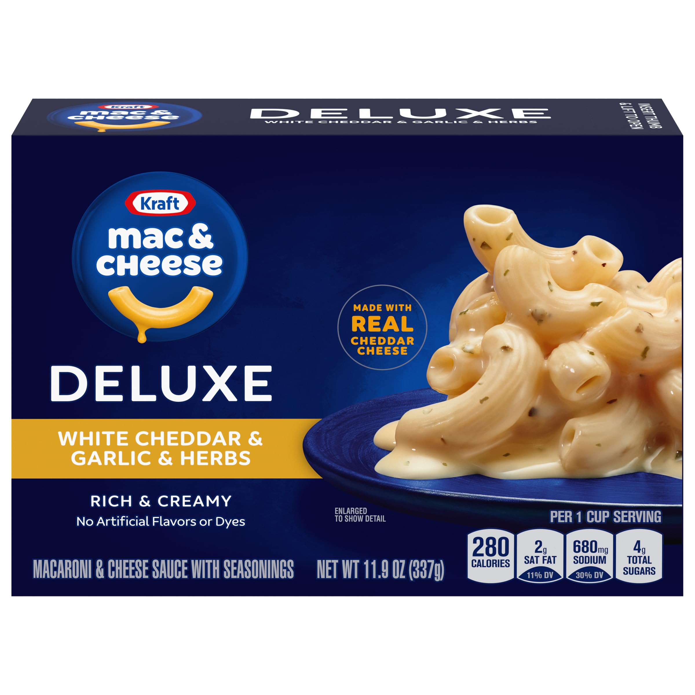 11.9-Oz Kraft Deluxe White Cheddar & Garlic & Herbs Macaroni & Cheese Dinner (4 Servings) $1.85 w/ S&S + Free Shipping w/ Prime or on $35+