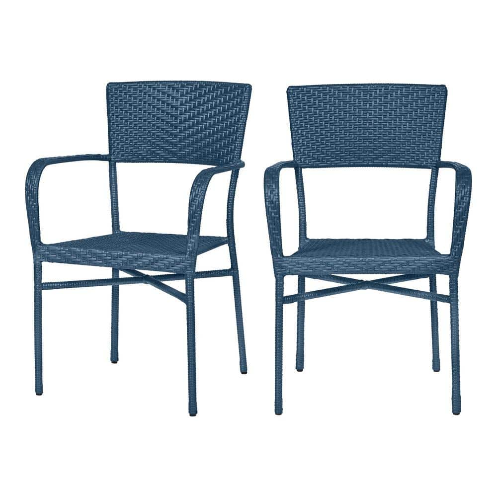 2-Pack StyleWell Stackable Steel Frame Resin Wicker Outdoor Lounge Chair (Blue, Brown or Red) $69 at Home Depot w/ Free Store Pickup