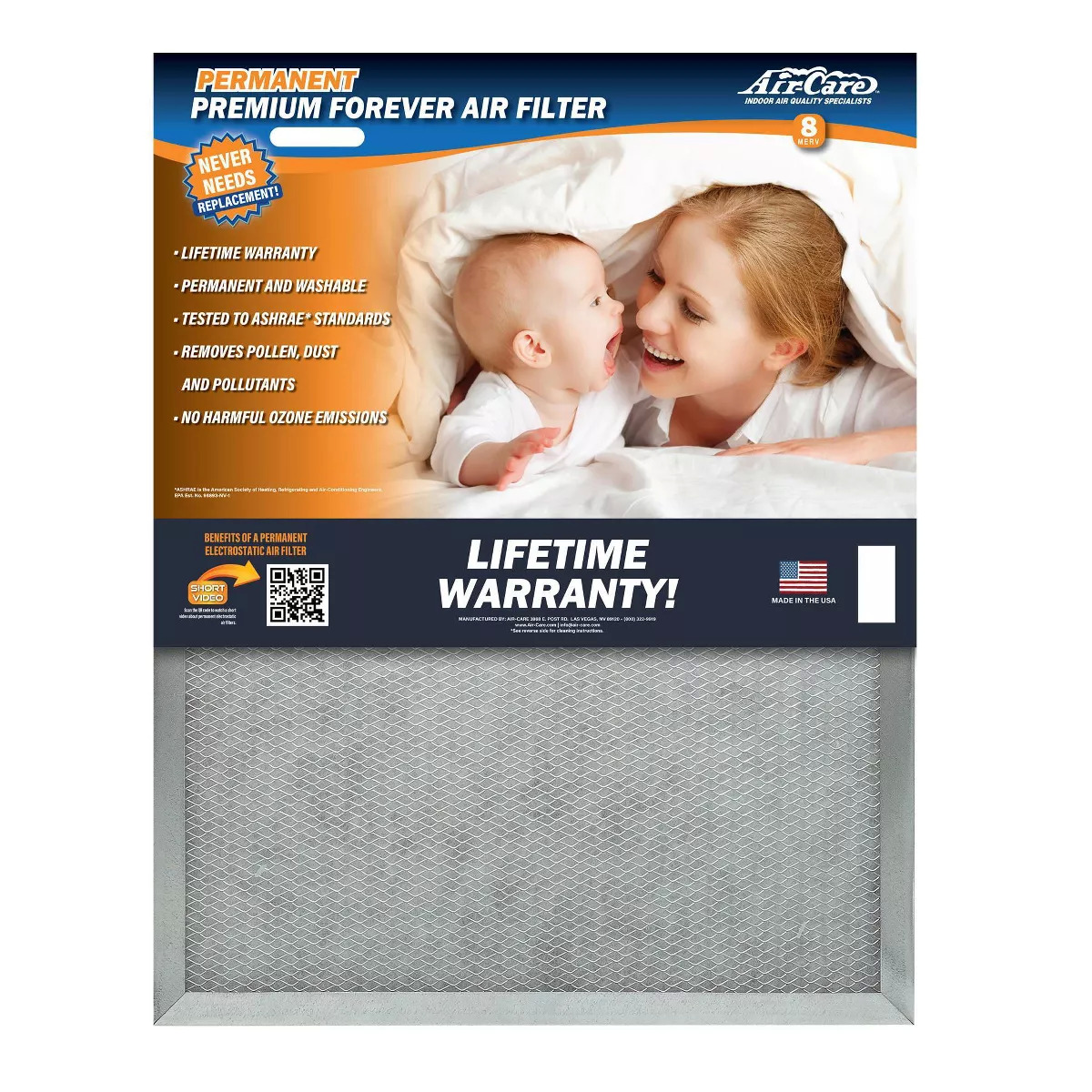 Air-Care Permanent Washable Electrostatic Air Filters (Various Sizes ...