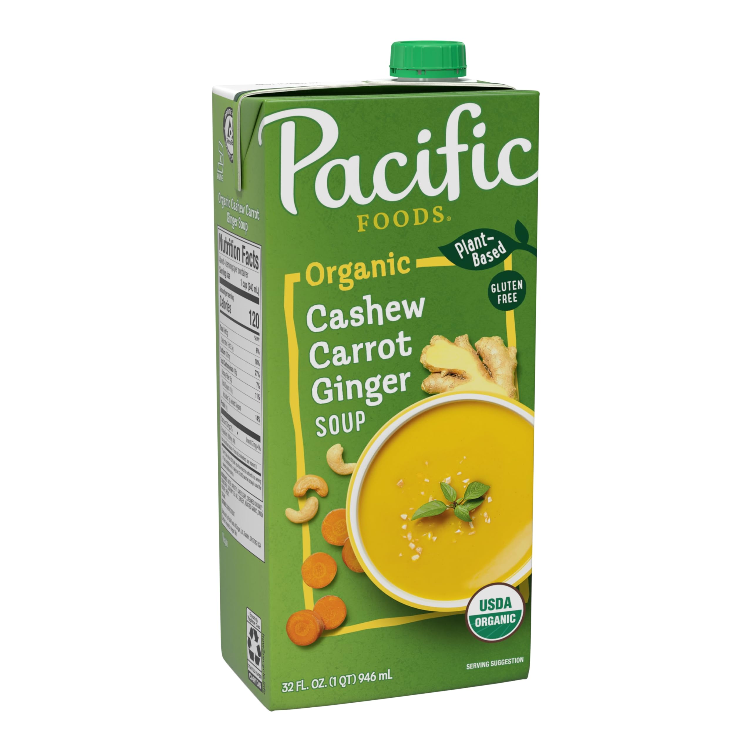 32-Oz Pacific Foods Organic Cashew Carrot Ginger Soup $2.25 w/ S&S + Free S&H w/ Prime or $35+