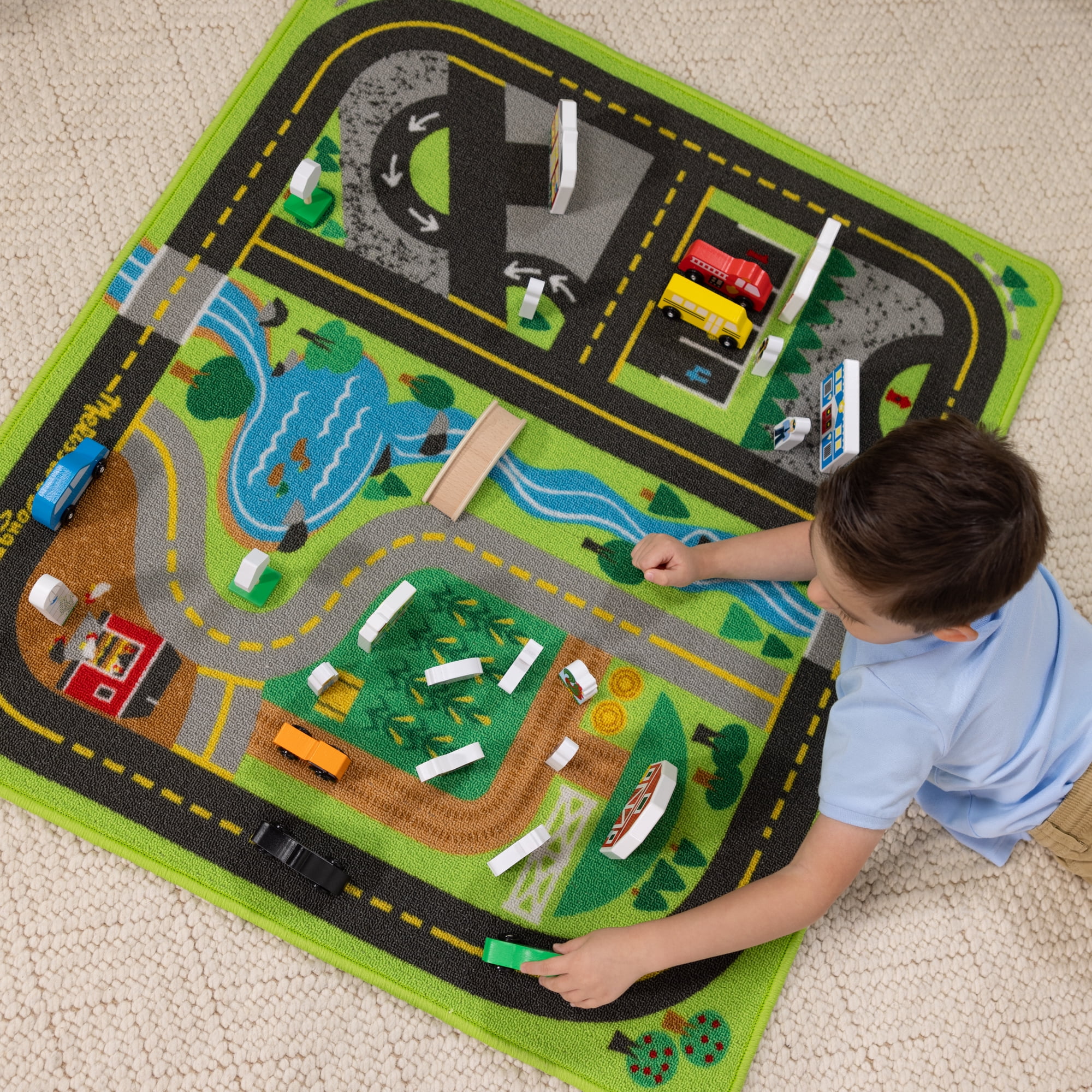 Melissa & Doug Create a Town Activity Rug Play Set w/ 25 Wooden Play Pieces $19 + Free S&H w/ Walmart+ or on $35+