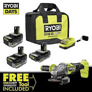 RYOBI ONE+ 18V 2, 4 & 6 Ah Batteries & Charger Kit w/ HP Brushless