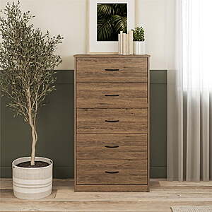 Mainstays Classic 5 Drawer Dresser Gray or Rustic Oak
