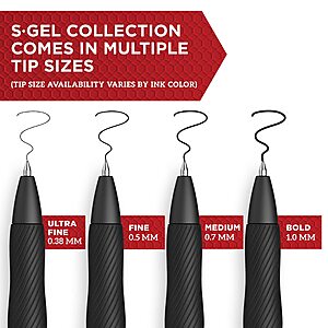 SHARPIE S-Gel Pens, Medium Point (0.7mm) Bundle: 12 Black Ink & 4