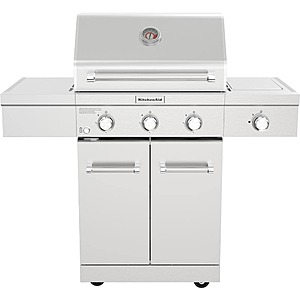 KitchenAid 3-Burner Propane Gas Grill in Stainless Steel w/ Ceramic Sear Side Burner (Silver) $249 at Home Depot w/ Free Store Pickup