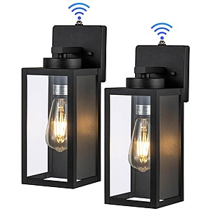 2-Pack 1-Light Matte Black Dusk to Dawn Hardwired Outdoor Wall Lantern Sconce with Clear Tempered Glass $33.15 + Free Shipping