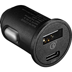 Insignia 20W Vehicle Charger w/ 1 USB-C and 1 USB Port $6.50 + Free Shipping