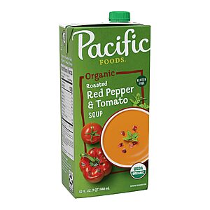 32-Oz Pacific Foods Organic Creamy Roasted Red Pepper & Tomato Soup $  2.38 w/ S&S  + Free Shipping w/ Prime or on $  35+