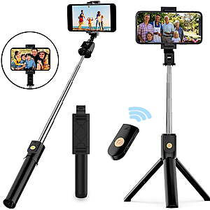 3-in-1 Extendable Selfie Stick Tripod w/ Detachable Bluetooth Wireless Remote Phone Holder $6.95 + Free S&H w/ Walmart+ or on $35+