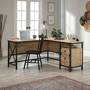 Sauder Steel River L-Shaped Desk (Milled Mesquite Finish) $84.59 + Free Shipping