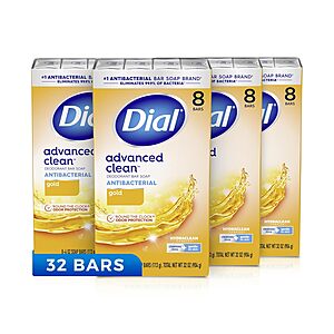 32-Count 4-Oz Dial Antibacterial Deodorant Advanced Clean Bar Soap (Gold) 2 for $29.75 w/ S&S + Free S&H w/ Prime or $35+
