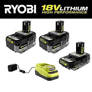 Ryobi ONE+ 18V Lithium-Ion HIGH PERFORMANCE Starter Kit with 2.0 Ah Battery, (2) 4.0 Ah Batteries, and Charger + FREE Select Tool $199 + Free Shipping