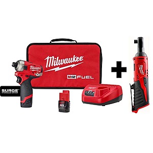 Milwaukee M12 12V Brushless 1/4" Hex Impact Driver Compact Kit w/ M12 3/8" Ratchet $159 + Free Shipping