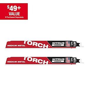 2-Pack Milwaukee 9" 10 TPI TORCH Nitrus Carbide Teeth Medium Metal Cutting Reciprocating Saw Blade $19.97 + Free Shipping