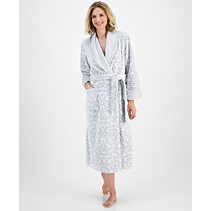 Charter Club Women's Long Embossed Plush Robe (Silver or Wine) $15.86 + Free Pickup at Macy's or Free Shipping on $25+
