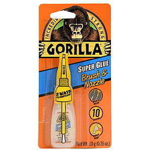 10g Gorilla Super Glue Brush & Nozzle $4.20 + Free Shipping