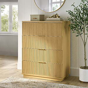 Better Homes & Gardens Lillian Fluted 4-Drawer Dresser (Natural Pine, Black or White) $138 + Free Shipping