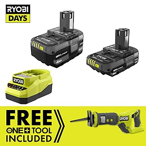 RYOBI ONE+ 18V Cordless Reciprocating Saw Kit w/ 2.0 Ah & 4.0 Ah Batteries + Charger $99 + Free Shipping