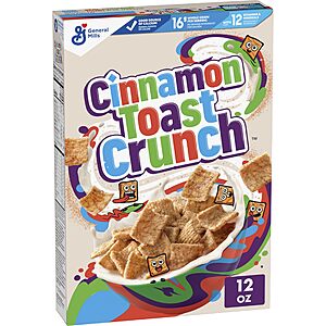 12-Oz Cinnamon Toast Crunch Breakfast Cereal 2 for $2.75 + Free Shipping w/ Prime or $35+