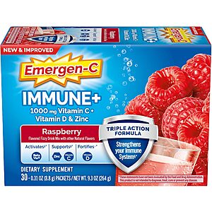 30-Count Emergen-C Immune+ Triple Action Immune Support Drink Powder (Rapsberry) .64 w/ S&S + Free S&H w/ Prime or +