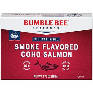 3.75-Oz Bumble Bee Smoke Flavored Red Coho Boneless Salmon Fillets in Oil alt=