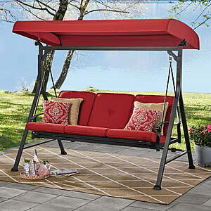 Mainstays Belden Park 3 Person Convertible Daybed Outdoor Steel Porch Swing w/ Canopy $128 + Free Shipping