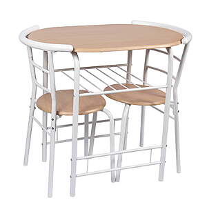 3-Piece Mainstays Metal & Wood Dining Set (White and Beech) .40 + Free Shipping