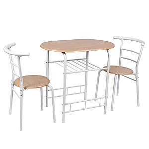 3-Piece Mainstays Metal & Wood Dining Set (White/Beech) $53.40 + Free Shipping