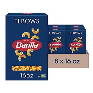 8-Pack 16-Oz. Barilla Blue Box Pasta (Elbows) .45 w/ Subscribe & Save