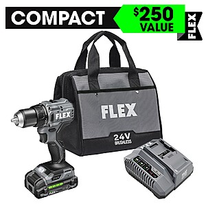 24V FLEX Brushless Cordless 1/2" 650 In-Lbs Torque 2-Speed Compact Drill Driver Kit w/ 2.5Ah Lithium Battery & 160W Fast Charger  $79 + Free Shipping