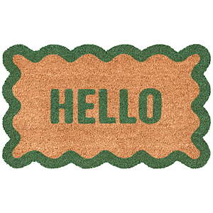 18" x 30" Mainstays by Becky G. & Alejandra "Hello" Coir Outdoor Mat (Blue or Green) $2 & More + Free Shipping w/ Walmart+ or $35+