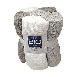 6-Pack The Big One Solid Washcloths (Various Colors) $3 + Free Shipping